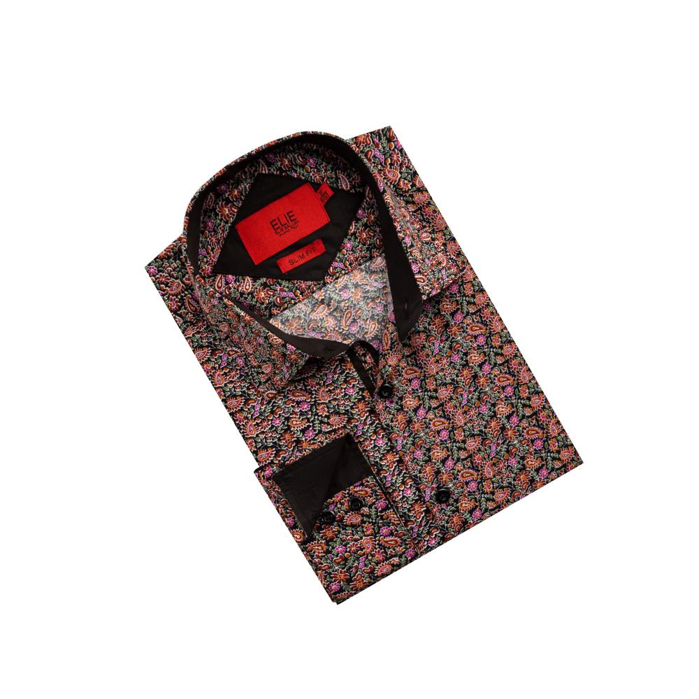 Elie Balleh Slim Fit Mens Paisley Print Button-Down Shirt