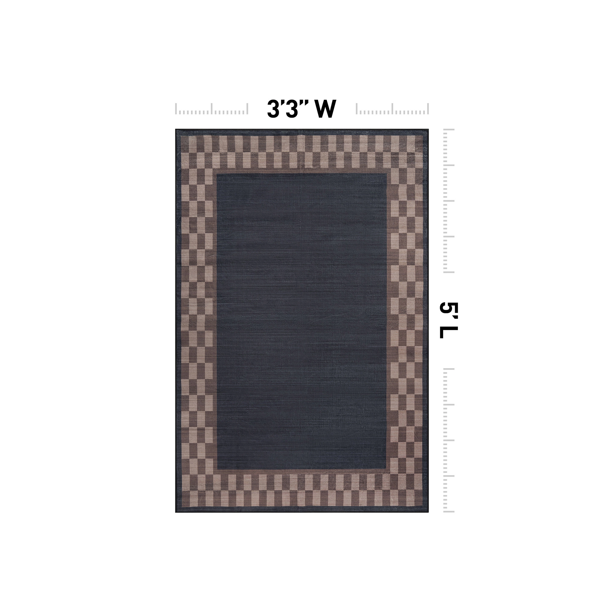 World Rug Gallery Checkerboard Border Machine Washable Indoor Area Rug