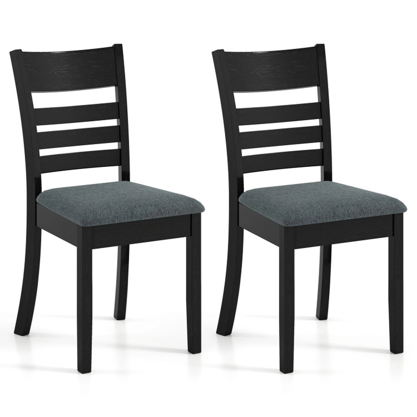 SUGIFT Set of 2 Black Upholstered Dining Chairs with Slatted Curved Back 17-in W 35.5-in H 346-lb Per Chair
