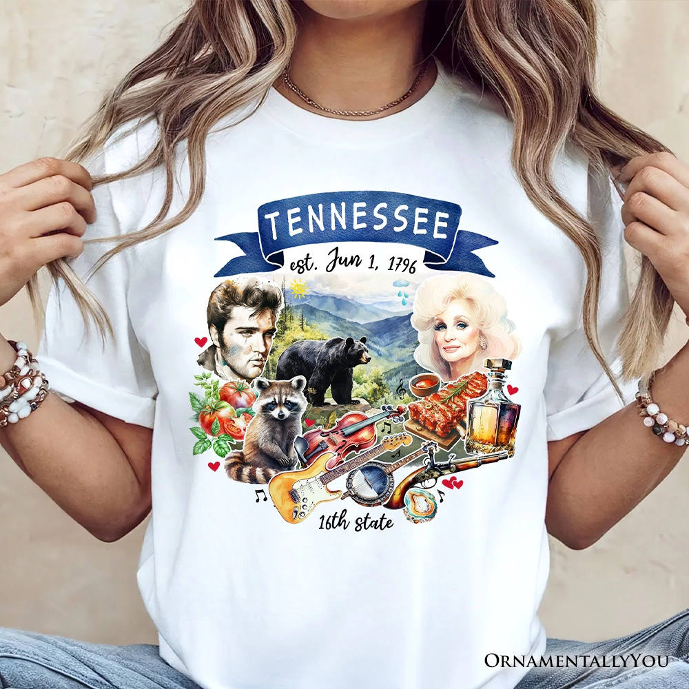 OrnamentallyYou Unisex Artistic Tennessee State Themes And Landmarks T-Shirt