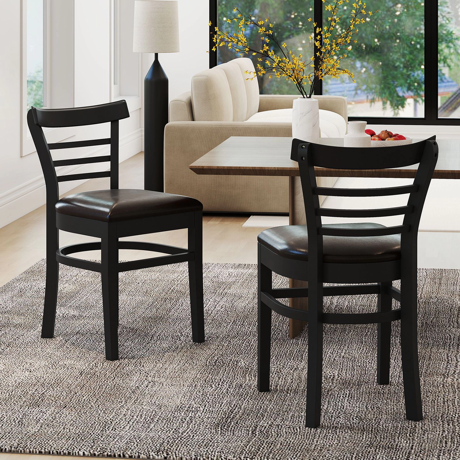 SlickBlue Unisex Set of 2 Padded Dining Chairs with Curved Backrests