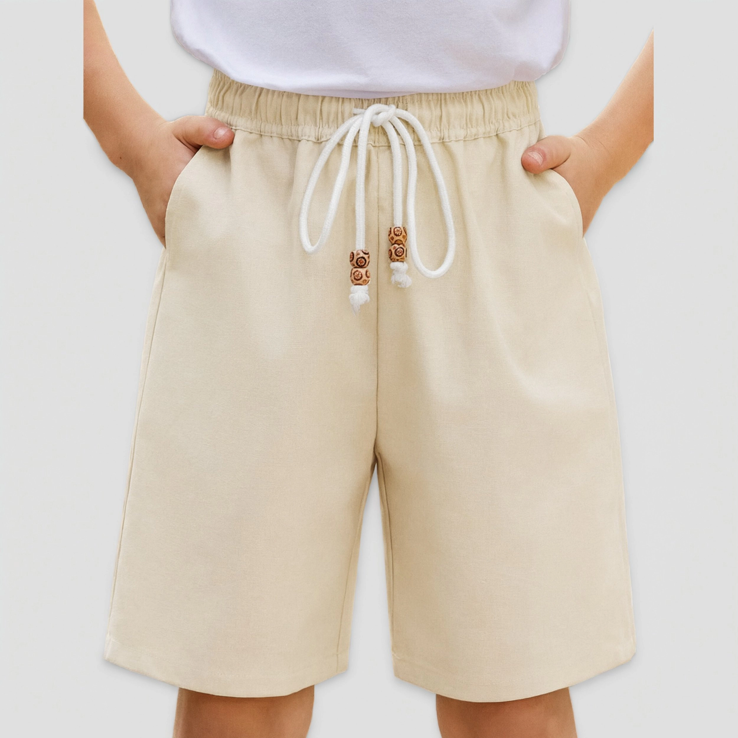 Arshiner Boy's Linen Elastic Waist Shorts