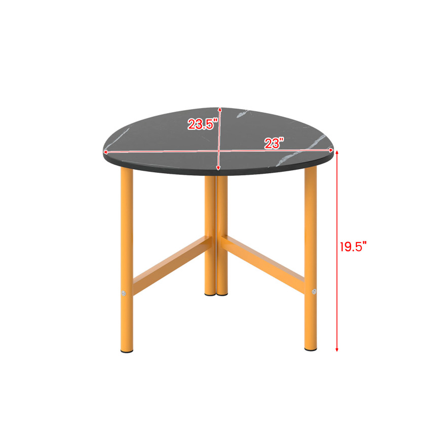 Hivvago Oval-Shaped Triangle Coffee Table with Sturdy Metal Legs