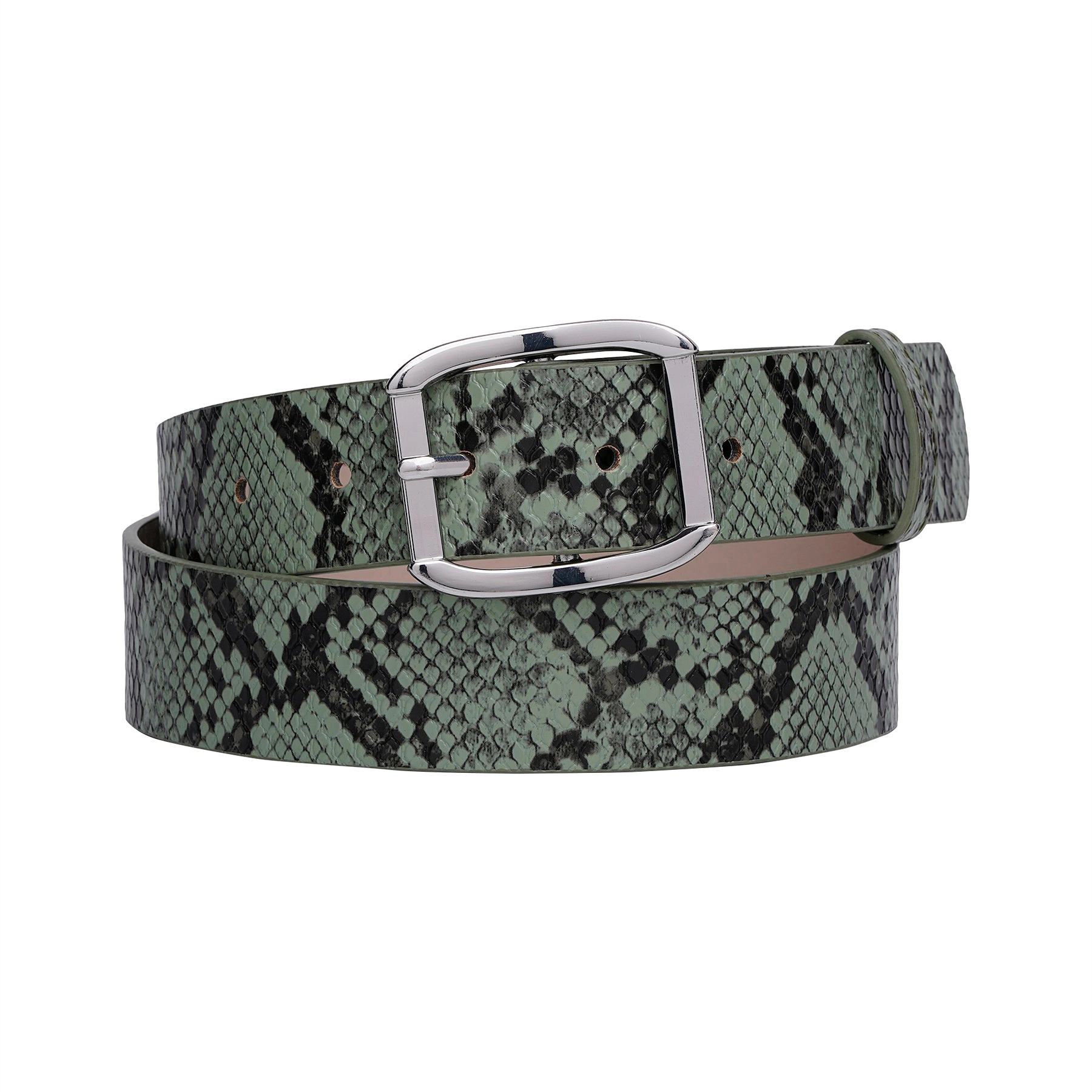 AGP PARIS Green Snake Print Women's Belt