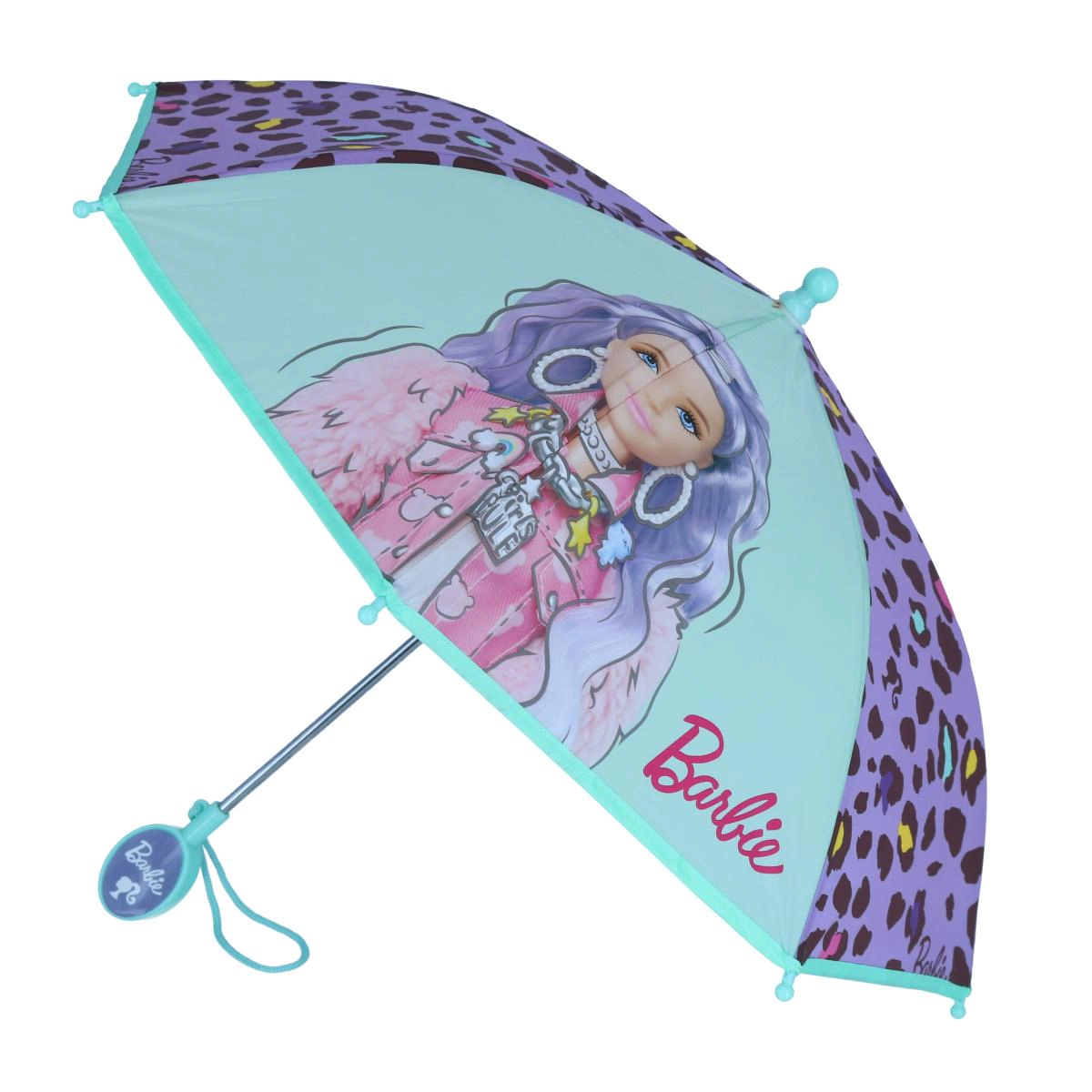 U.P.D., INC Girl's Mattel Barbie and Leopard Print Stick Umbrella