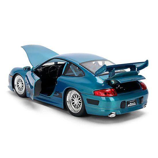 Jada Collectible Porsche 911 Gt3 Rs (996) Blue Color Brush Finish "Fast Five" (2011) Movie "25 Years Of & Furious"