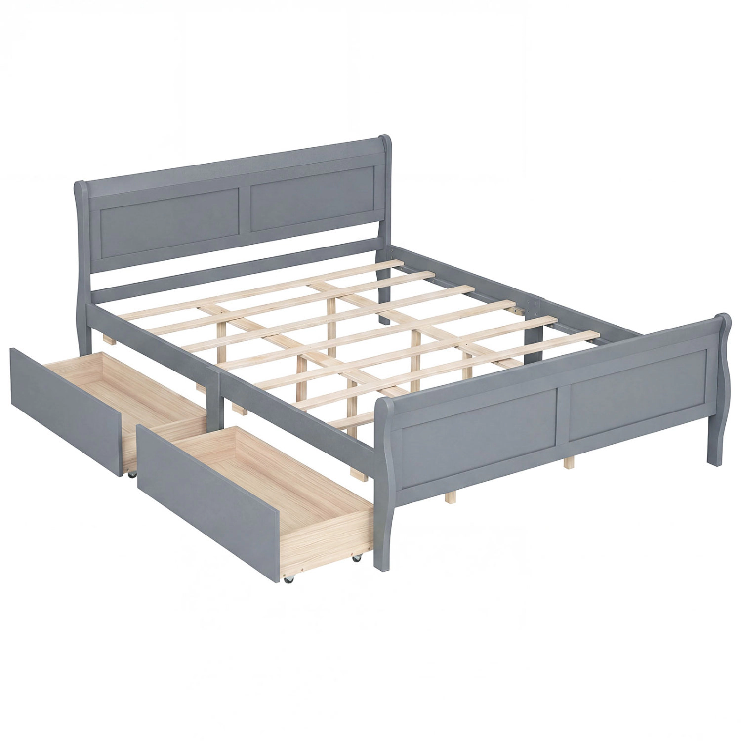 LJG Queen Bed Frame with 2 Storage Drawers and Footboard