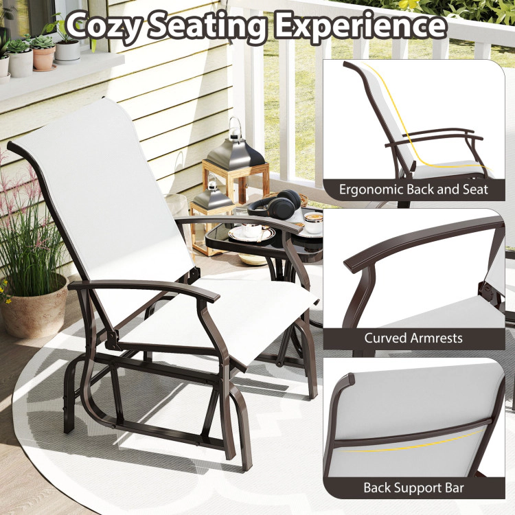 Hivvago Outdoor Glider Chairs Set Of 2 With Ergonomic Backrest And Seat