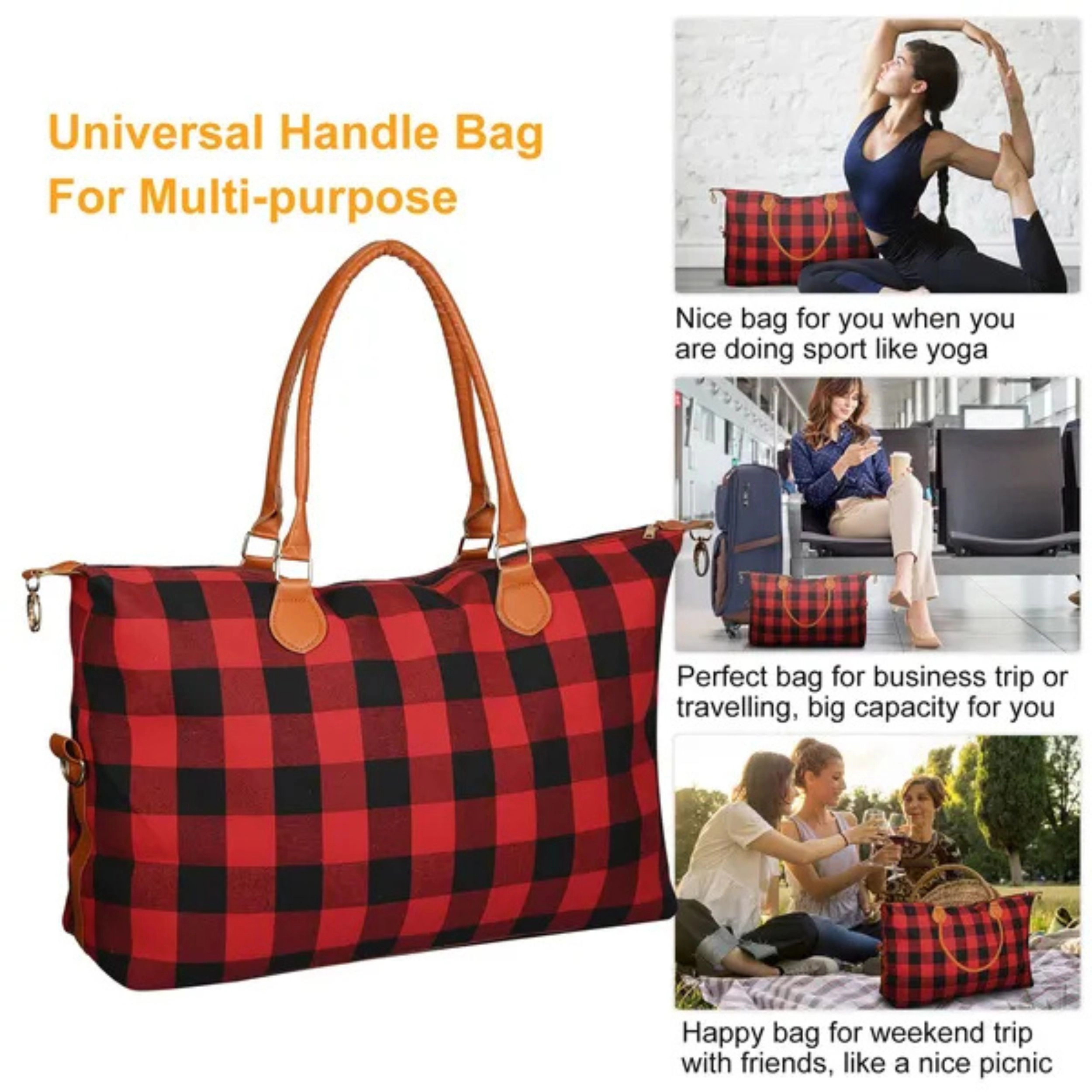 SS Design Womens Travel Duffel Bag Red Weekend Overnight Tote