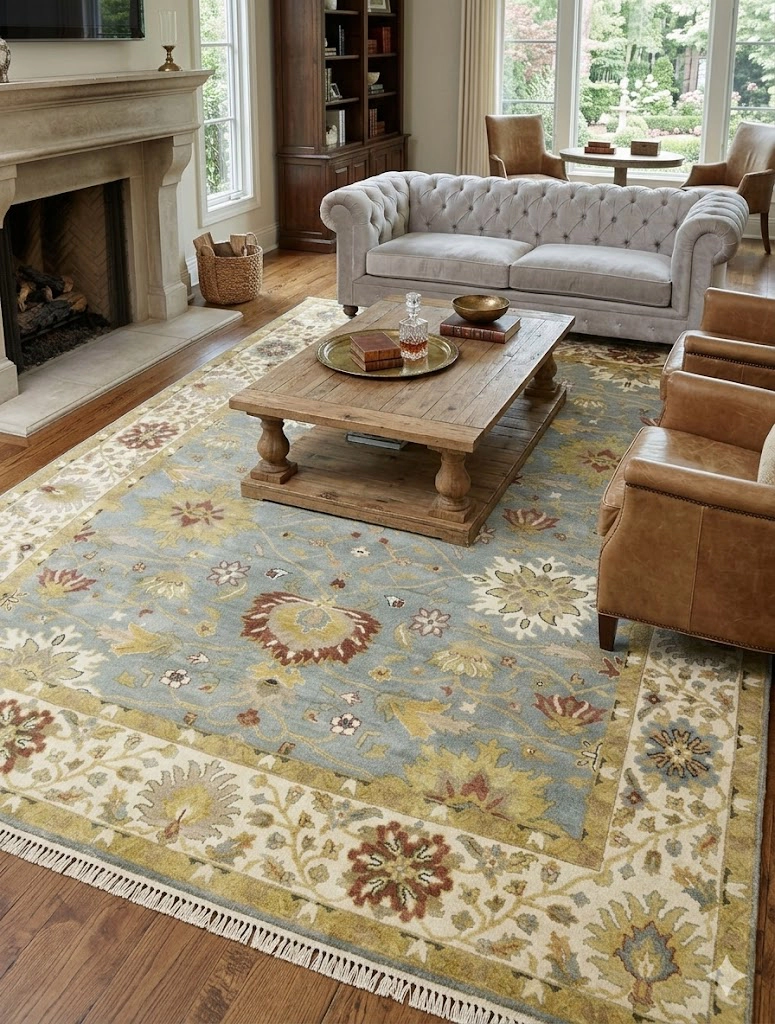 Magic Rugs Blue-gray Floral Osh Chobi 9X12 Peshawar Oriental Rug