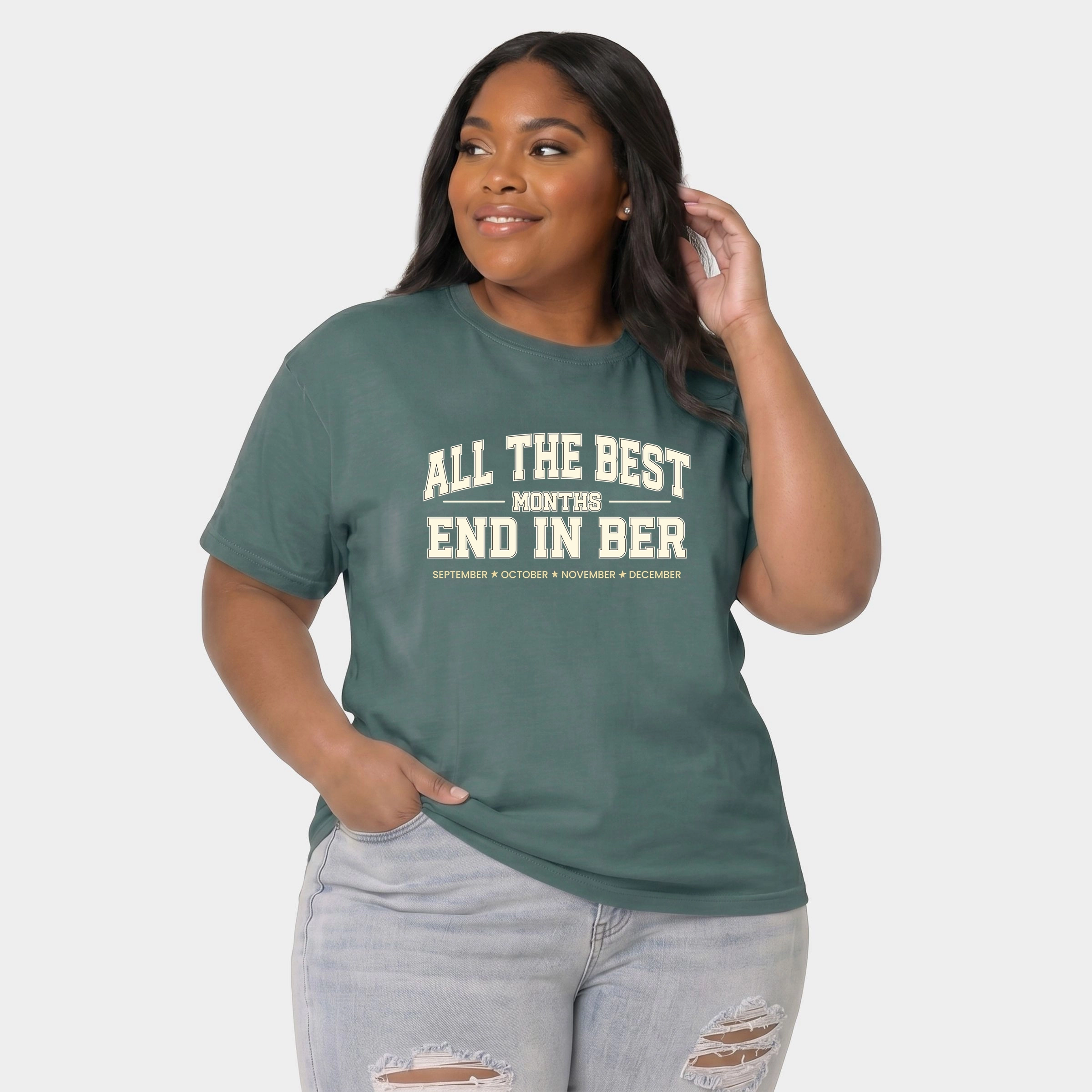Simply Sage Market - Women's Plus Sized Garment Dyed Graphic T-Shirt All The Best Months End Ber