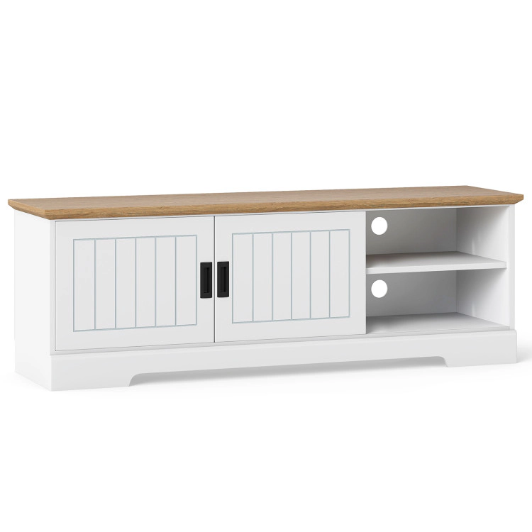 Hivvago Farmhouse Tv Stand For Tvs Up To 65 Inch With Sliding Doors And Storage Cabinets
