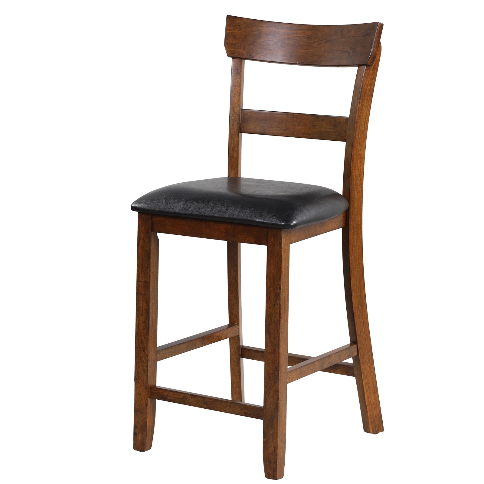 LJG 2 Pieces Counter Height Chair Set with Leather Seat and Rubber Wood Legs