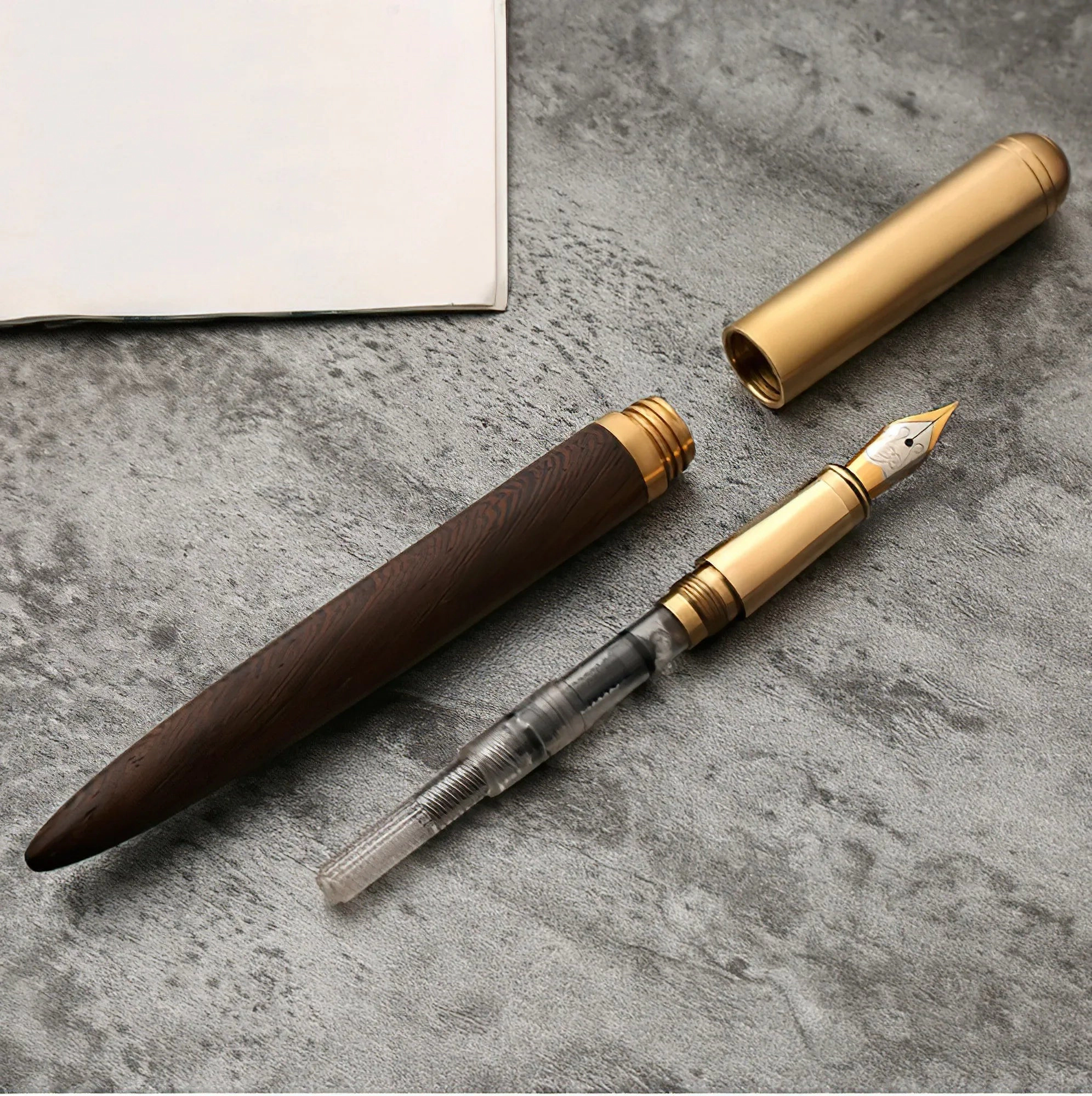 Steel Horse Leather Unisex The Hemmingway | Handmade Wood and Brass Fountain Pen