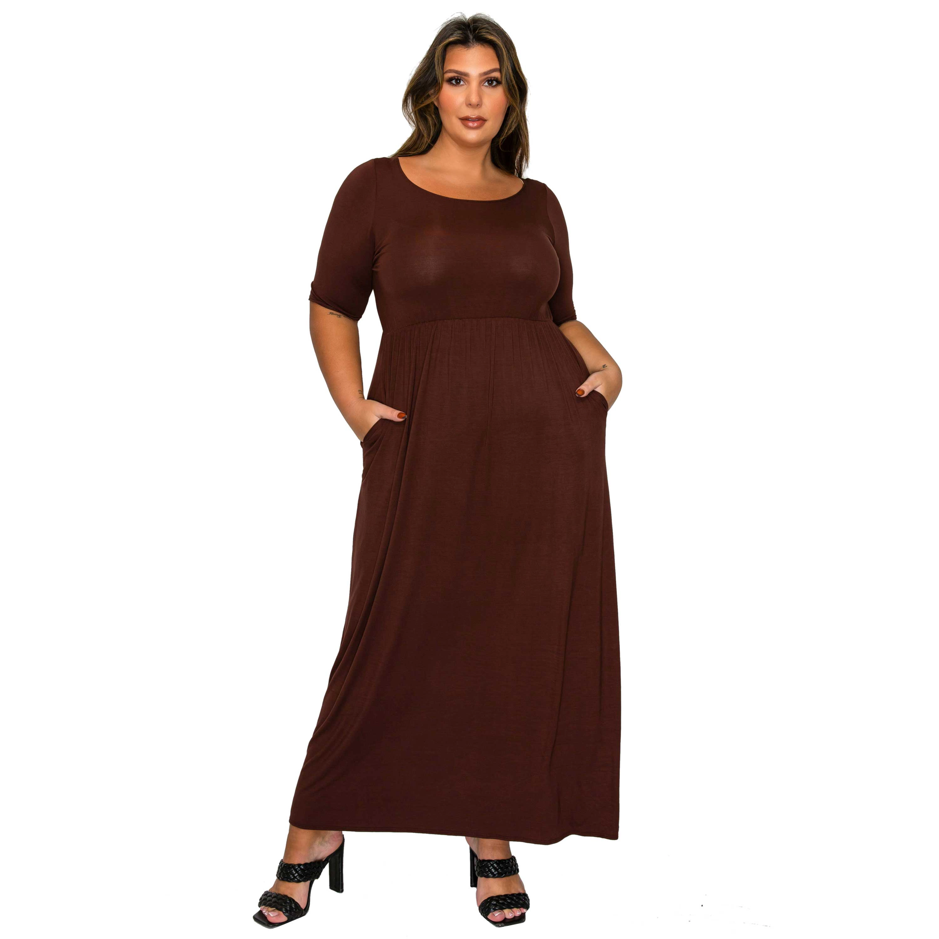 L I V D Women's Plus Eva Pocket Maxi Dress