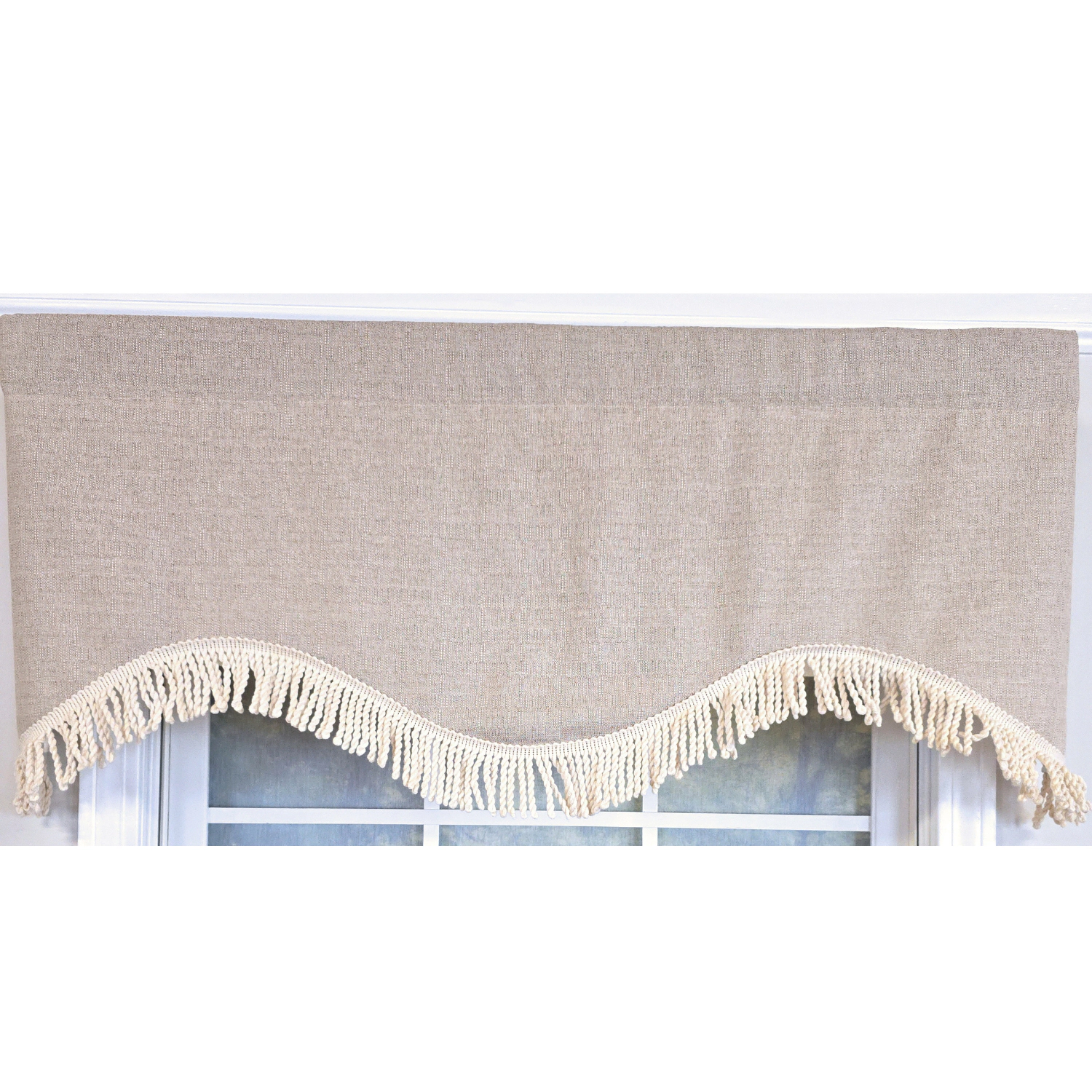 RLF Home 100% Cotton Denton Cornice  Fully lined Windows Rod Pocket Valance 50" x 17"  Cream