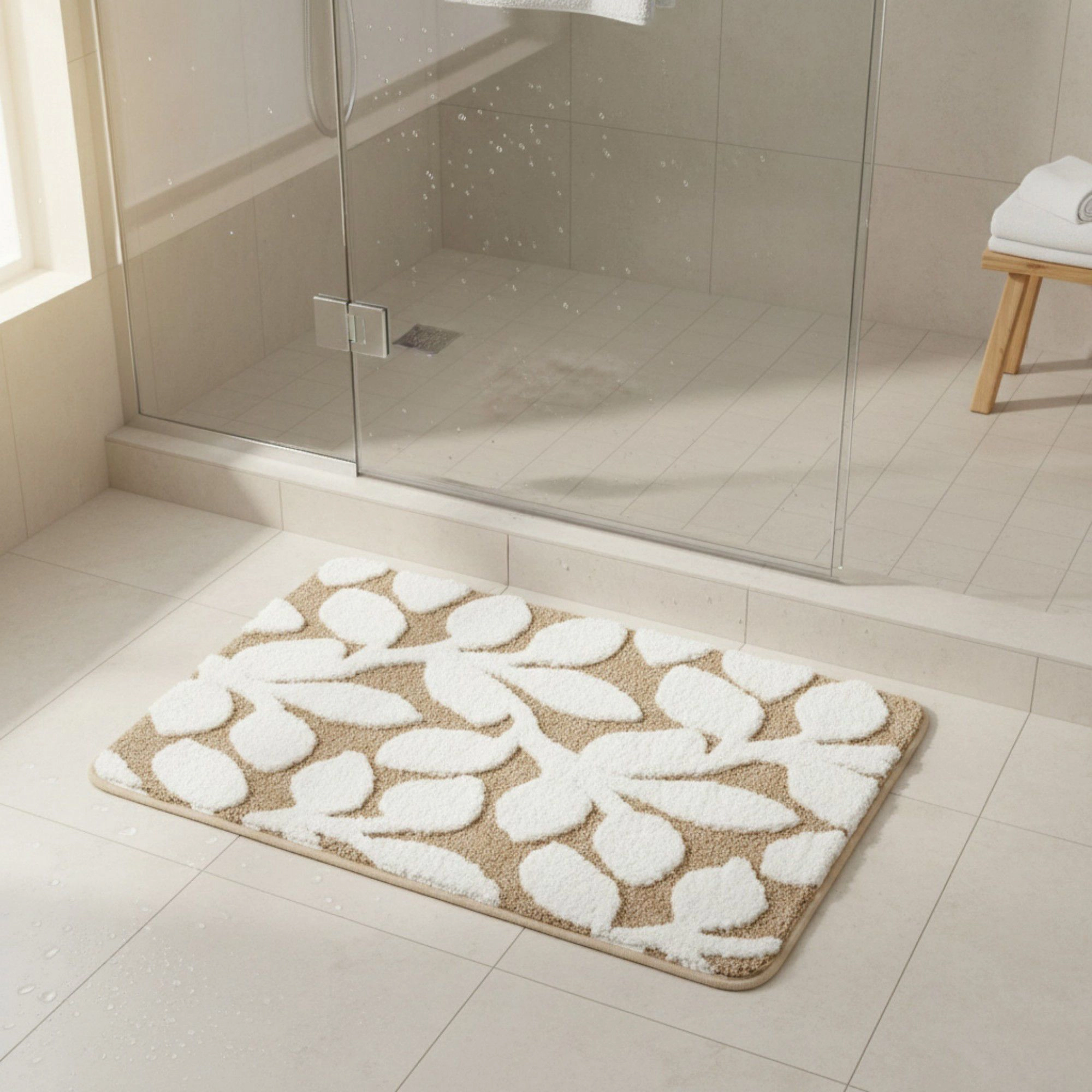 Alilang Unisex Floral Pattern Bath Mat Soft Textured Bathroom Rug
