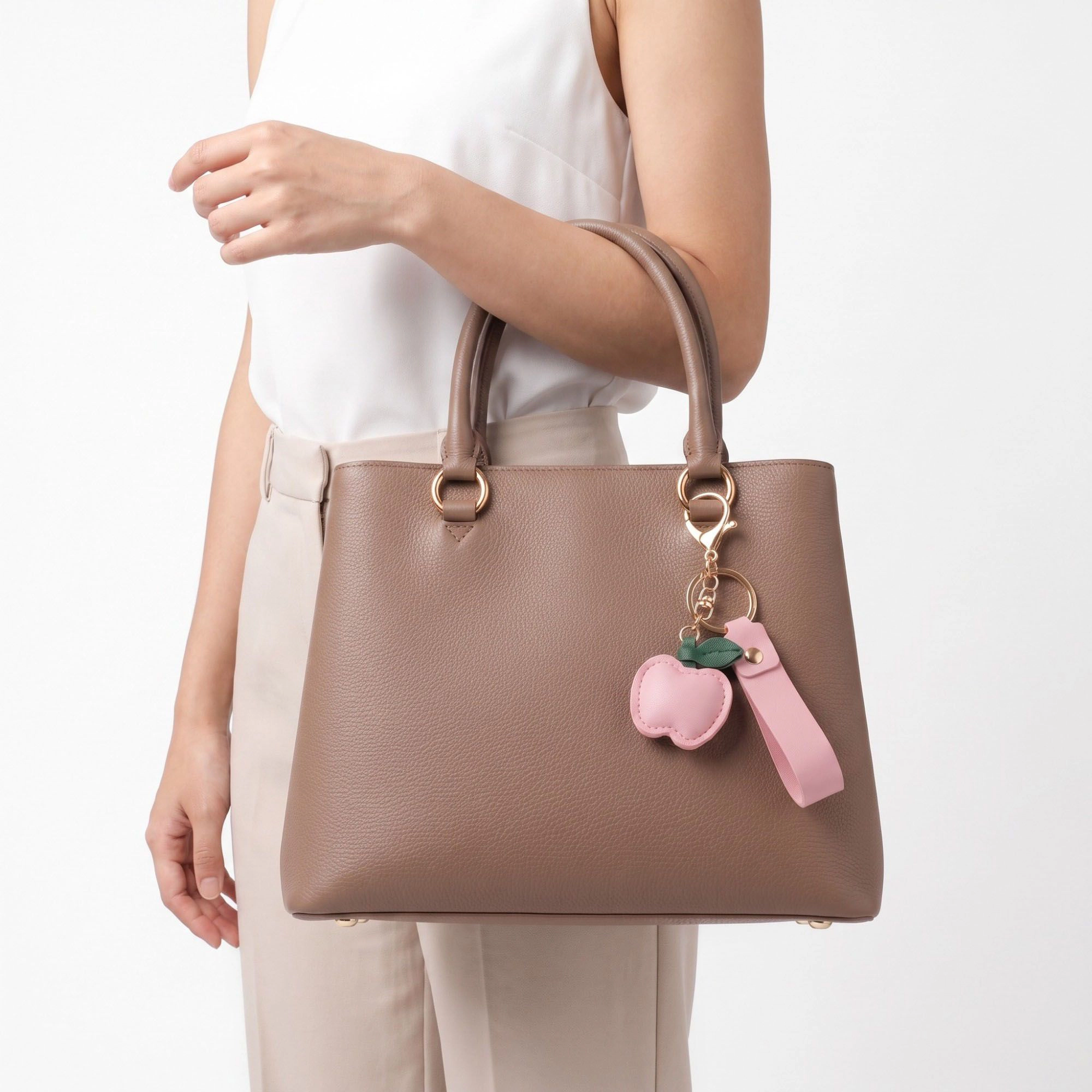 Alilang Women's Apple Bag Charm with Faux Leather Strap and Gold Tone Hardware