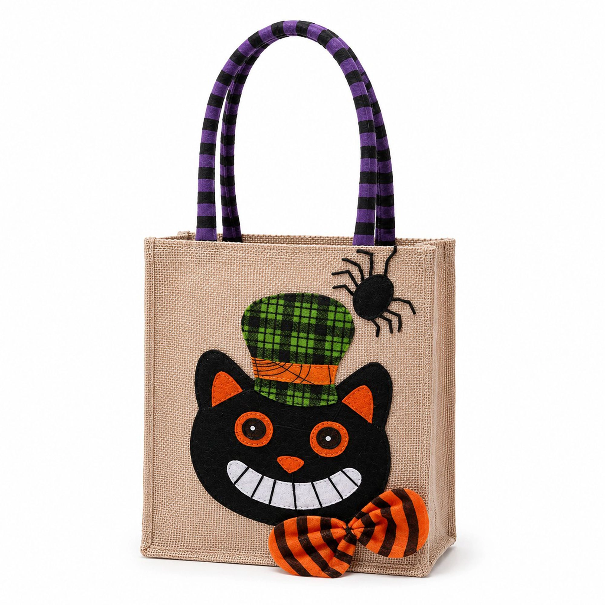 Alilang Halloween Burlap Character Applique Trick or Treat Tote Bag