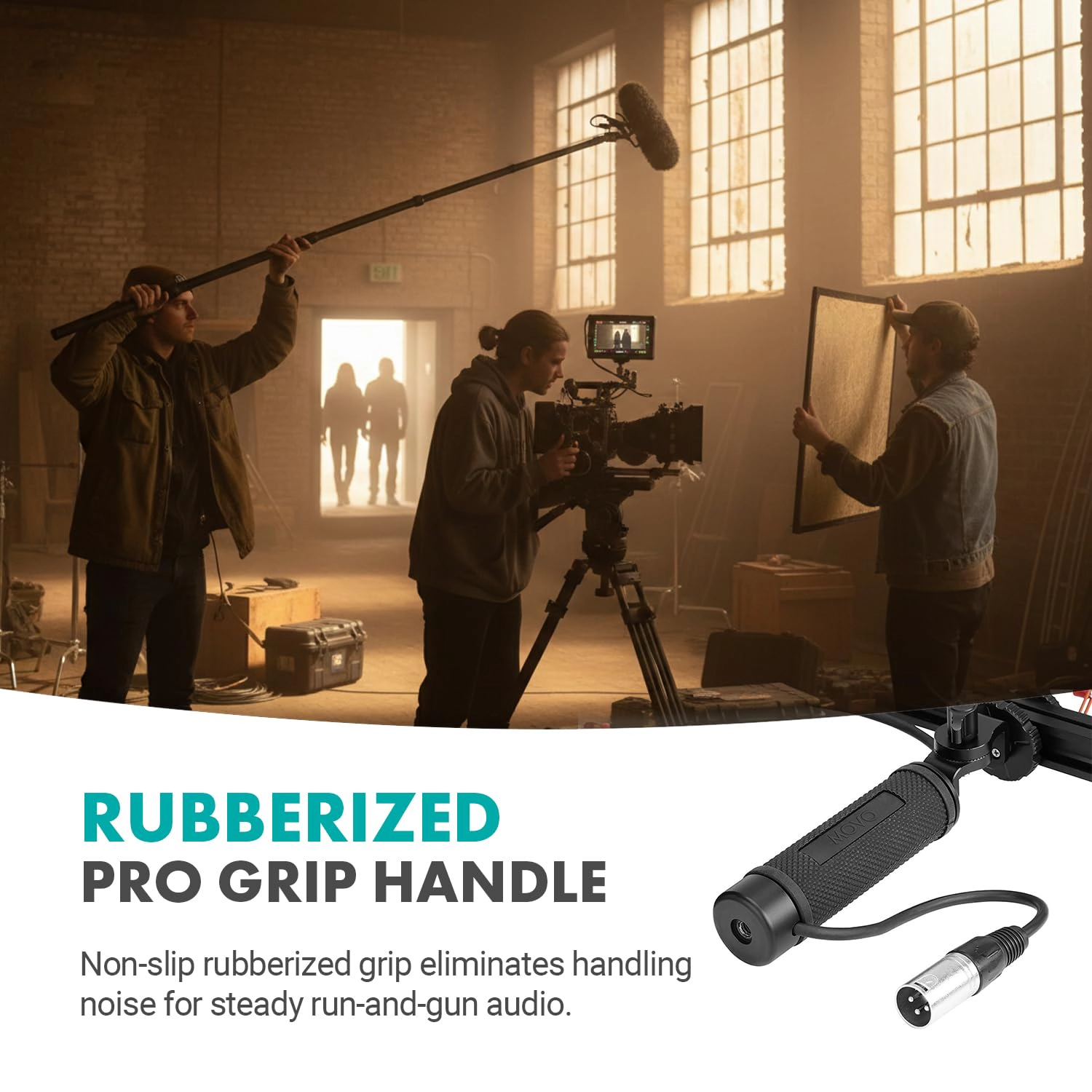 Movo Location Sound Production Bundle for Shotgun Microphones - Includes 9.8-foot CMP-17C Boom Pole with Integrated XLR