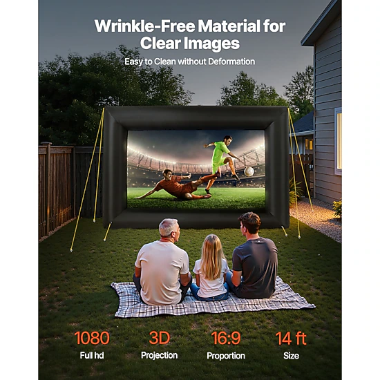 HONGGE Inflatable Projector Screen Inflatable Movie Screen Outdoor with Air Blower Projector Screen Oxford Fabric