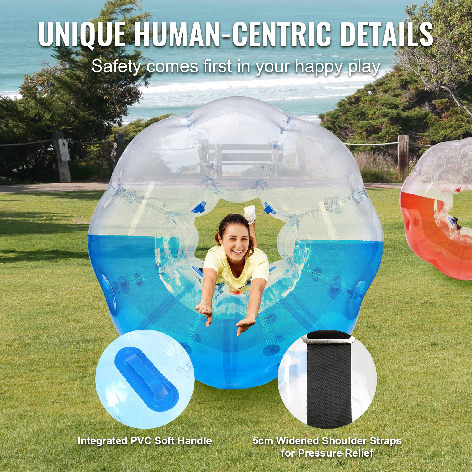 HONGGE 5 Ft Inflatable Bumper Balls 2-Pack, PVC Body Zorb Balls for Teens & Adults, Outdoor Bumping Games