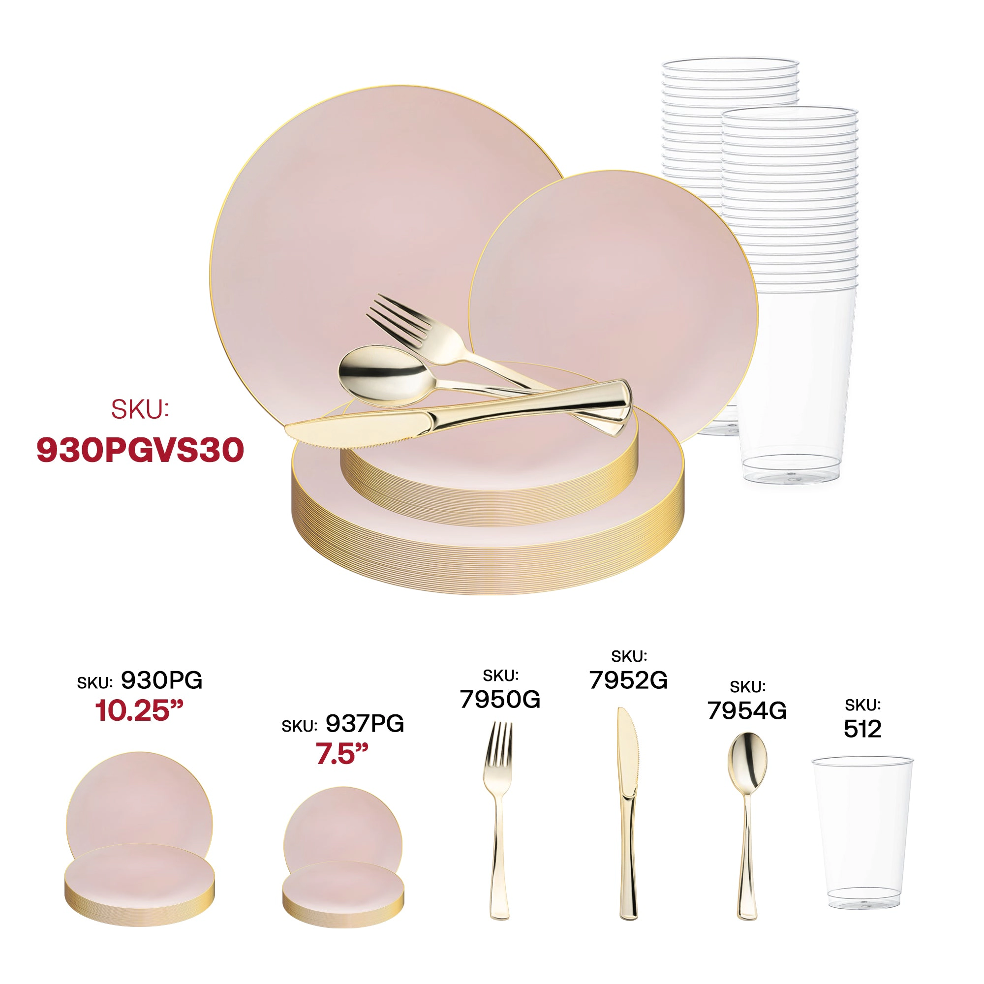 Smarty Had A Party Pink with Gold Organic Round Disposable Plastic Wedding Value Set
