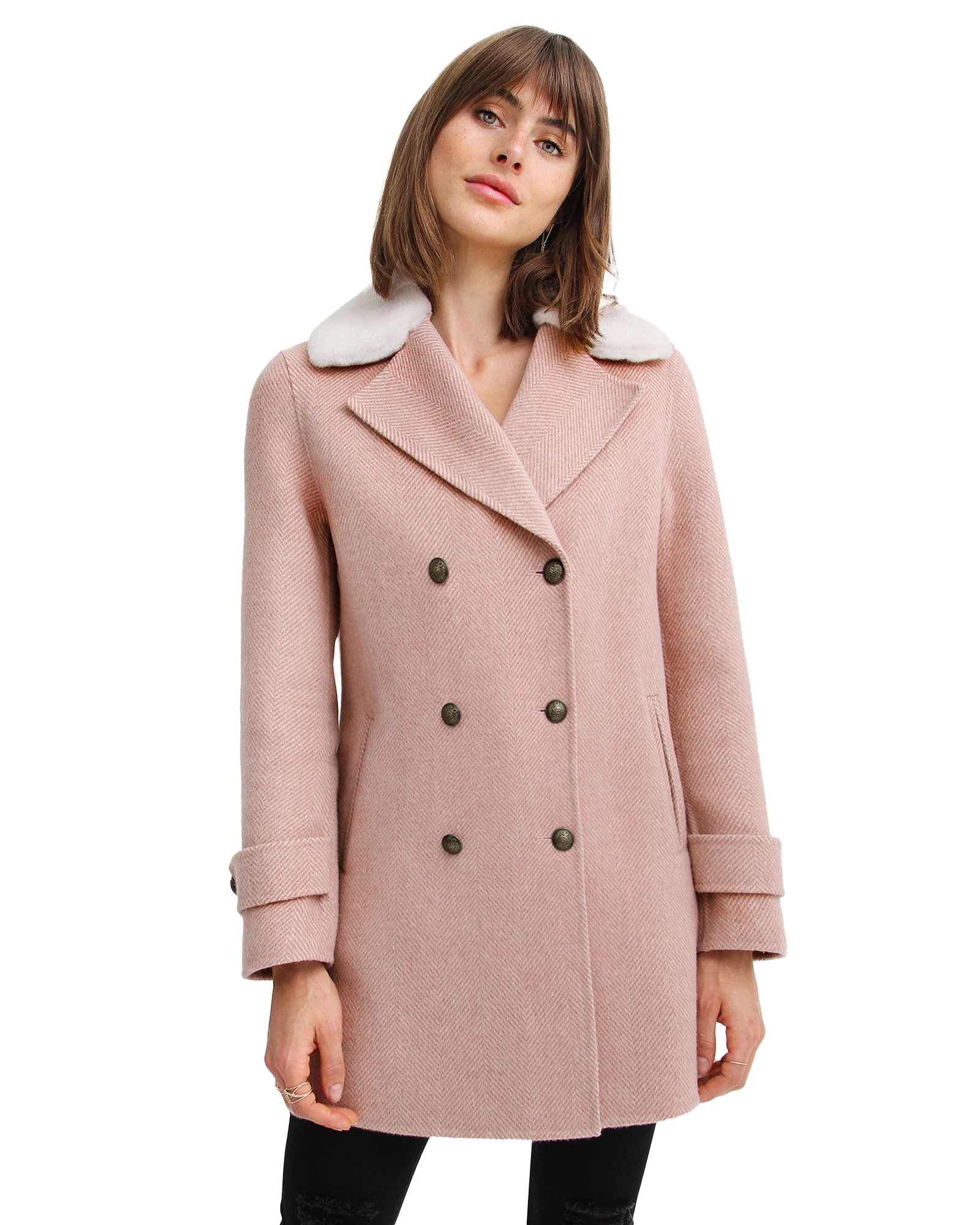 Belle & Bloom Womens Liberty Sherpa Collar Wool Blend Coat