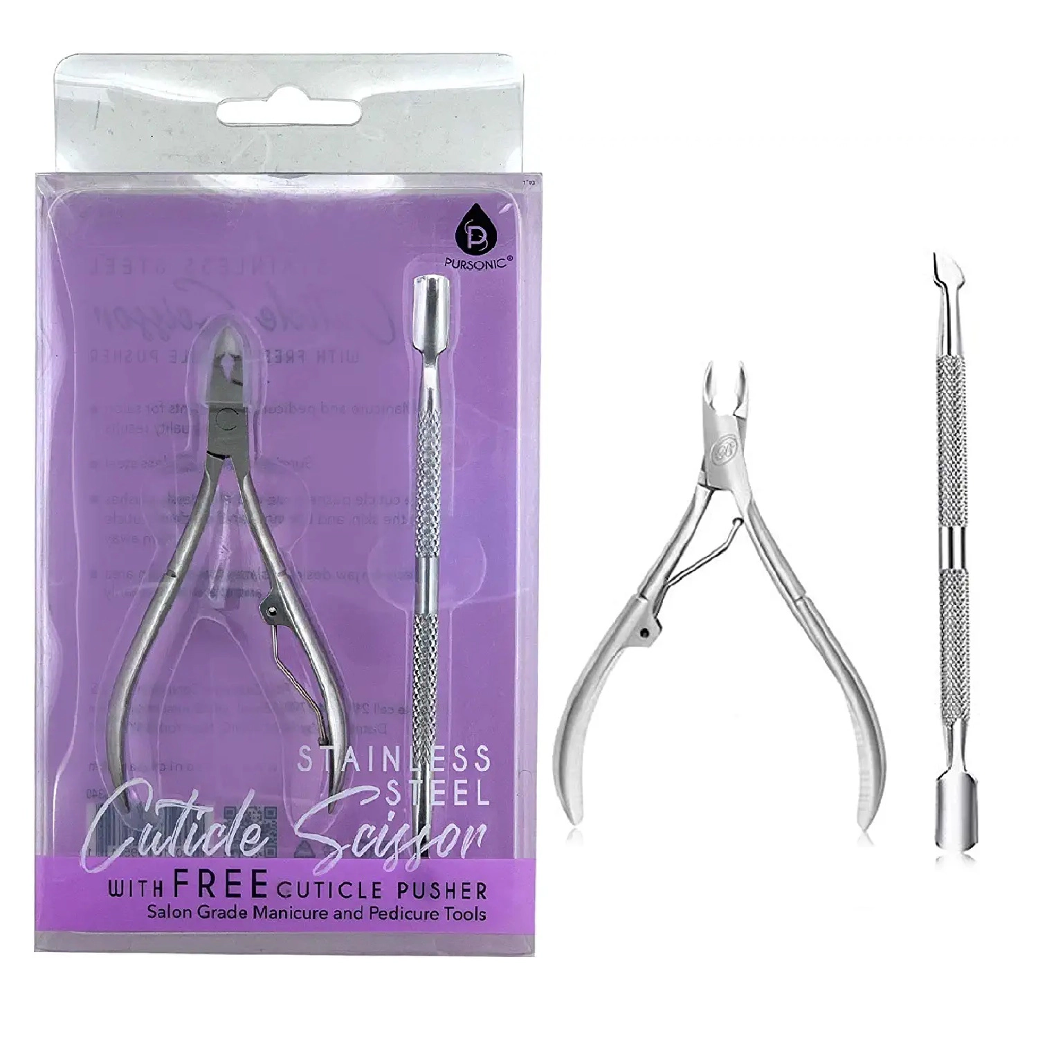 Pursonic Unisex Salon Grade Stainless Steel Cuticle Scissor Manicure Tool