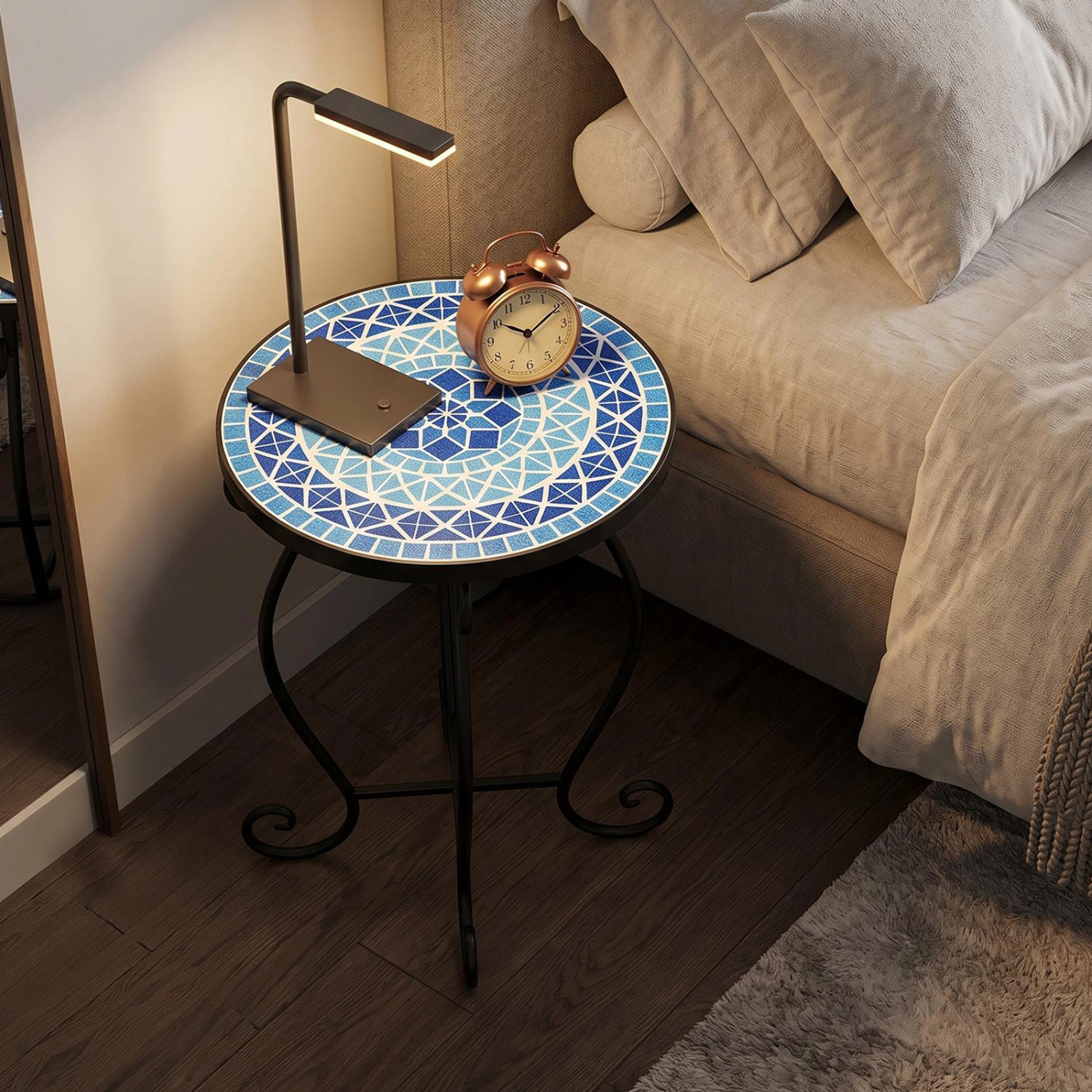 LJG Outdoor Indoor Steel Accent Plant Stand Cobalt Table