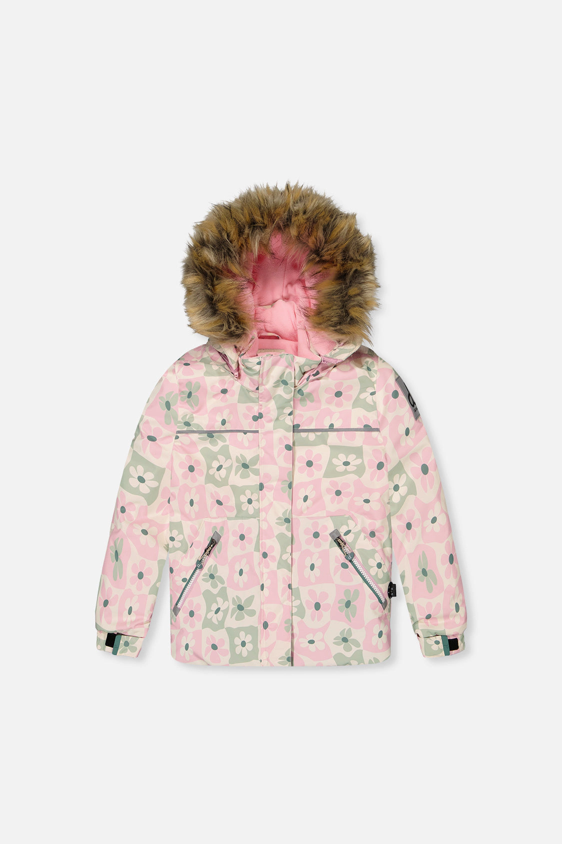 Deux par Girls Retro Print Two Piece Discover Snowsuit with Hooded Jacket and Snow Pants