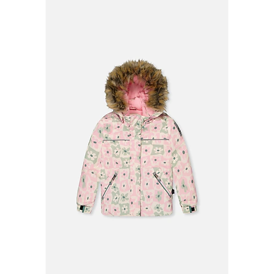 Deux par Deux Girls Retro Print Two Piece Discover Snowsuit with Hooded Jacket and Snow Pants