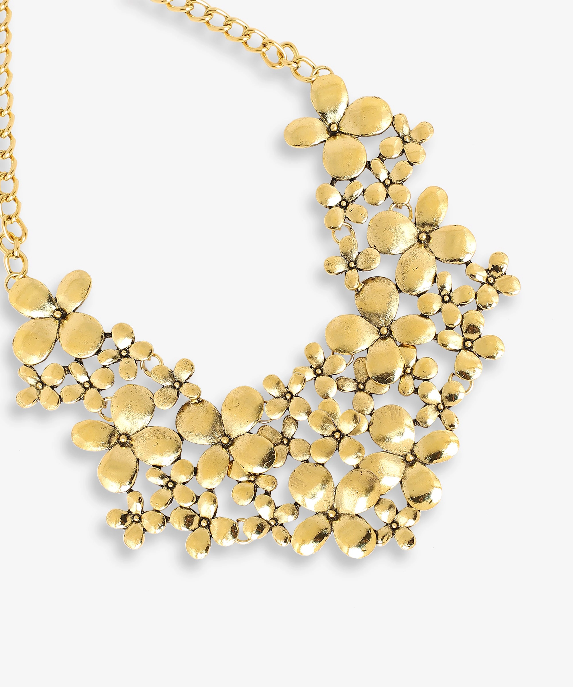 SOHI Women's Purple Cluster Flora Statement Necklace