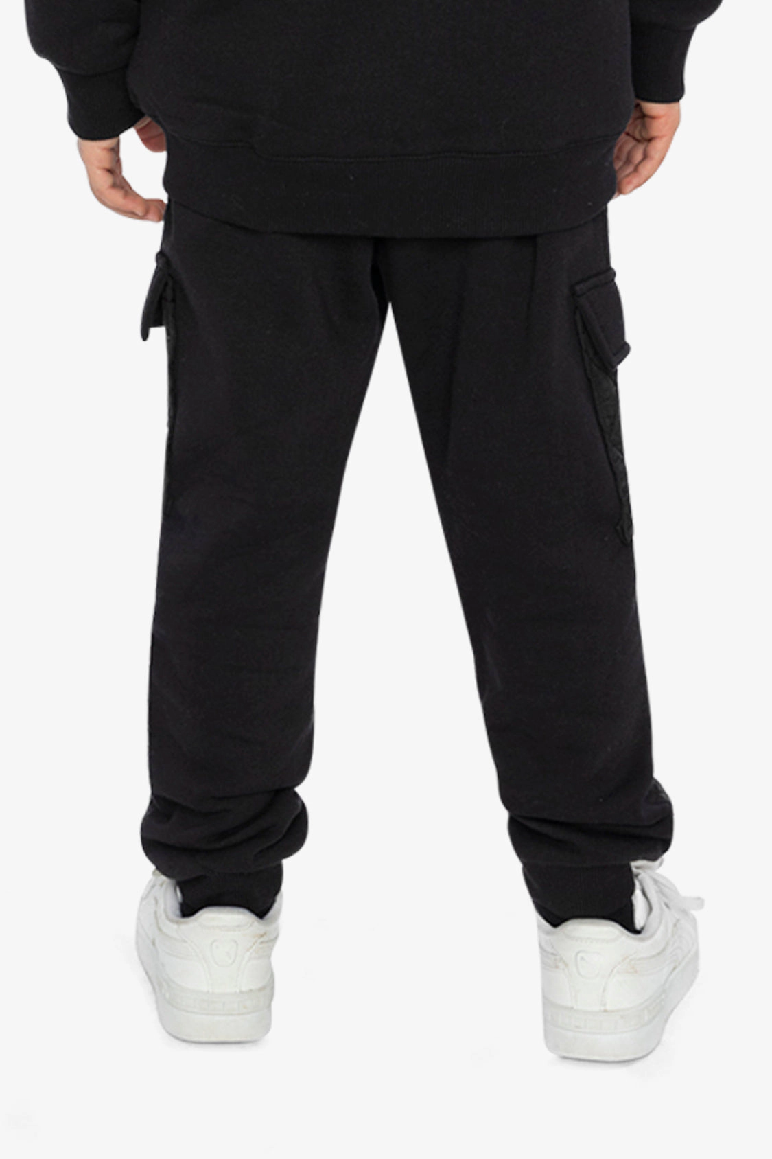 Deux par Boys Fleece Bi-Material Quilted Cargo Sweatpants with Pockets