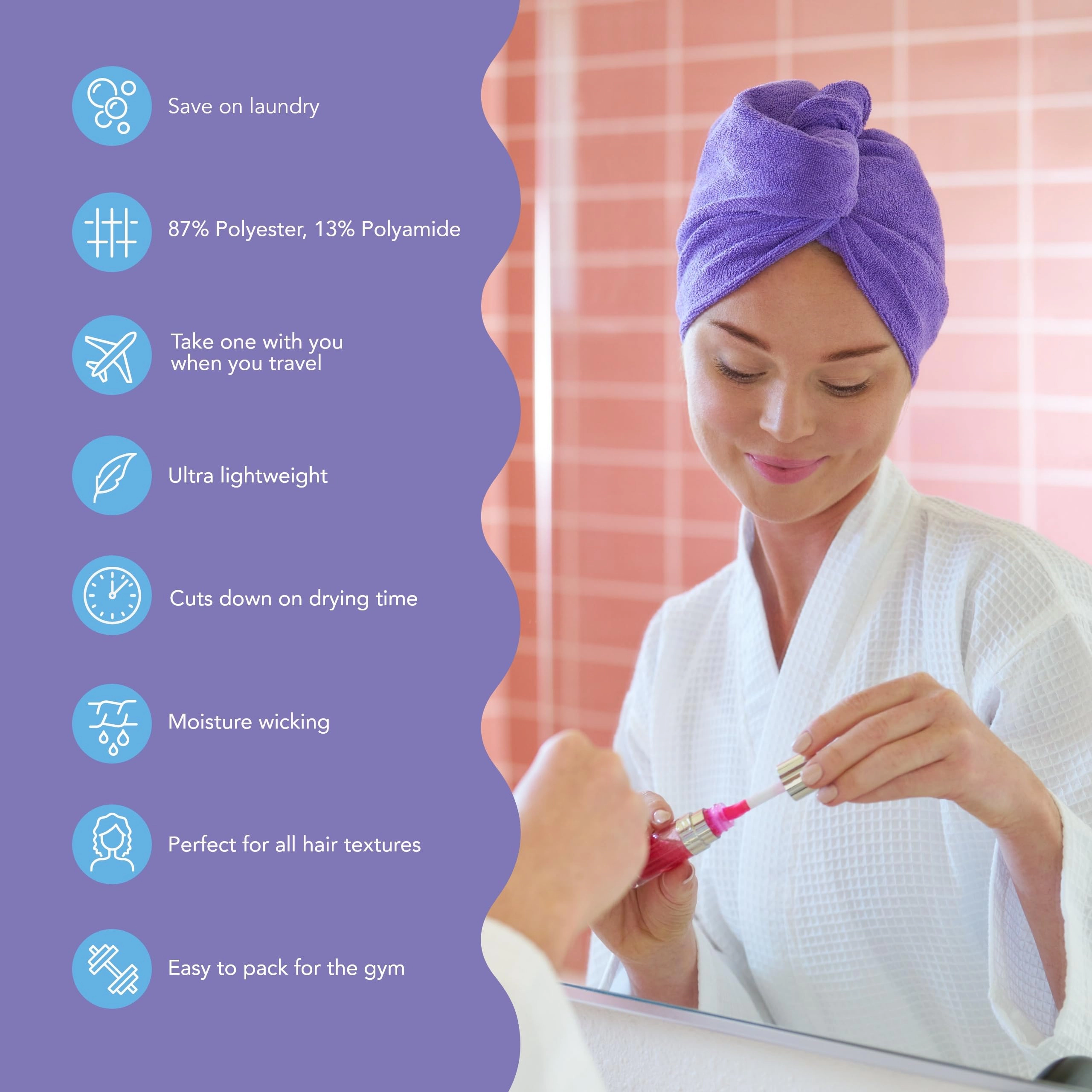 PIGFDK Microfiber Hair Towel Wrap Turban for Women