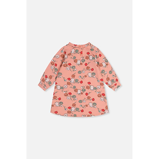 Deux par Deux Girls Cat Print French Terry Dress