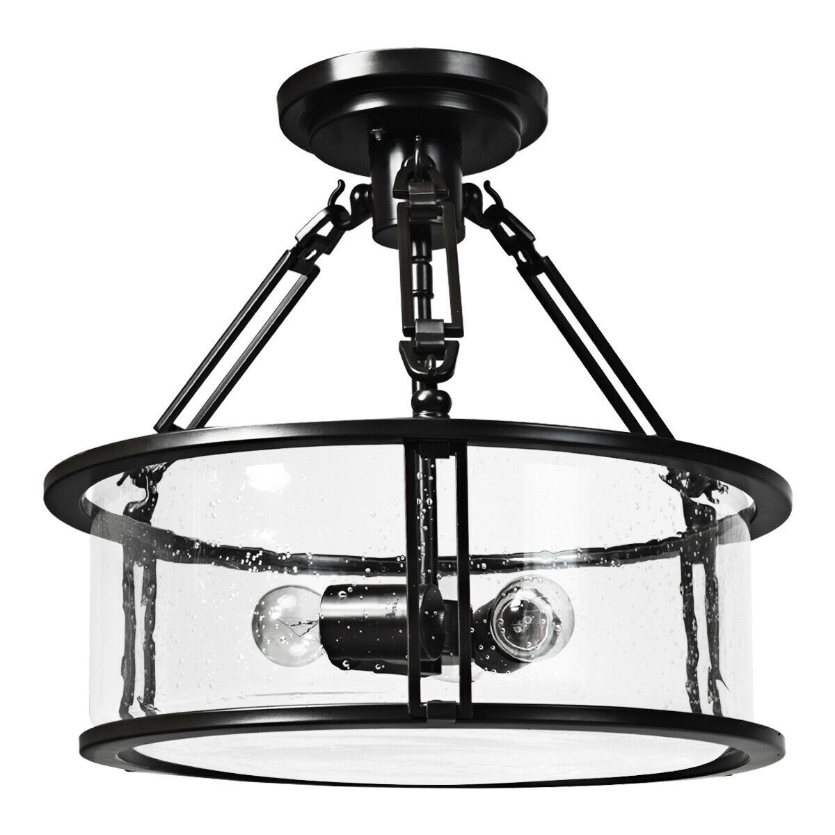 SlickBlue 3-Light Flush Mount Ceiling Light, Seeded Glass, Brown