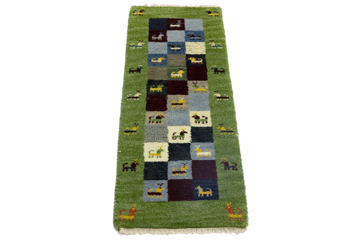 Magic Rugs Green Tribal 1'4X4 Indo-Gabbeh Oriental Rug