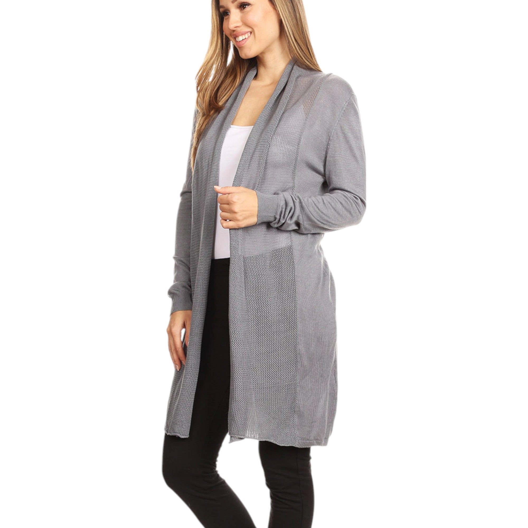 Anna-Kaci Women's Casual Mesh Front Panel Cardi for Everyday Looks