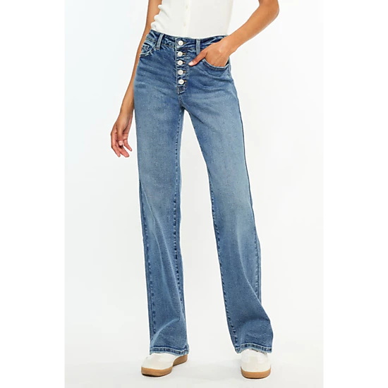 KanCan Women's Essentials High Rise Comfort 90's Flare Jeans Darlene