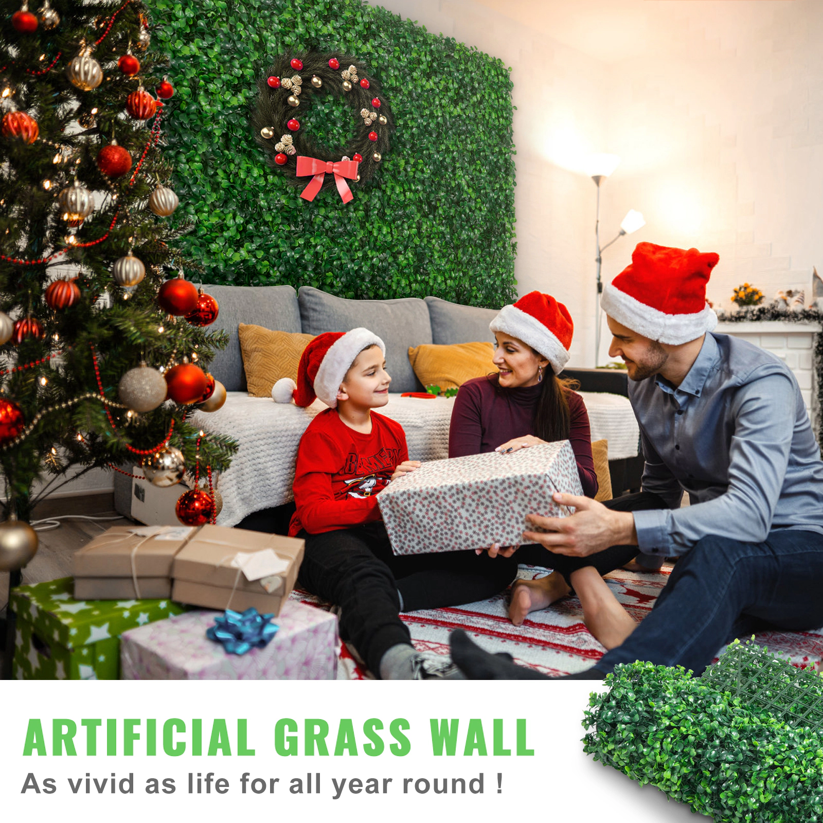 HONGGE Artificial Boxwood Panels, Boxwood Hedge Wall Panels, Artificial Grass Backdrop Wall