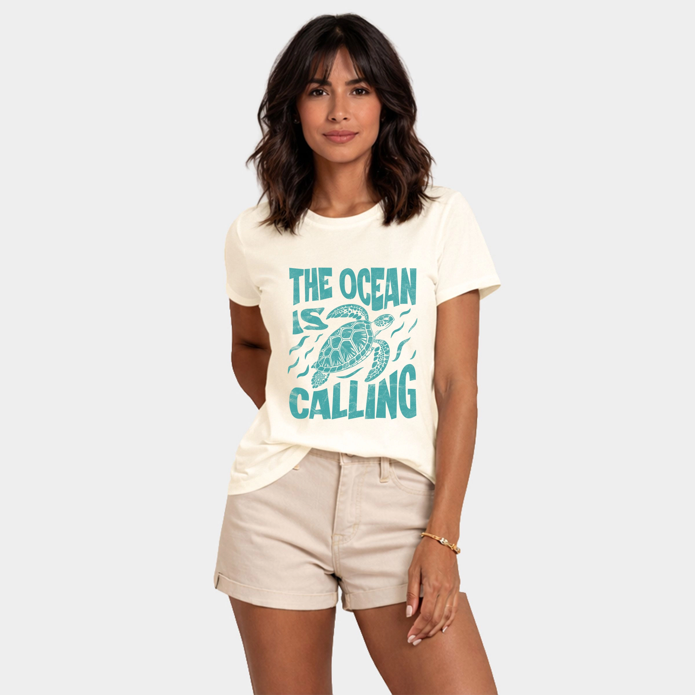 Simply Sage Market - The Ocean Is Calling Turtle Women's Short Sleeve Graphic T-Shirt