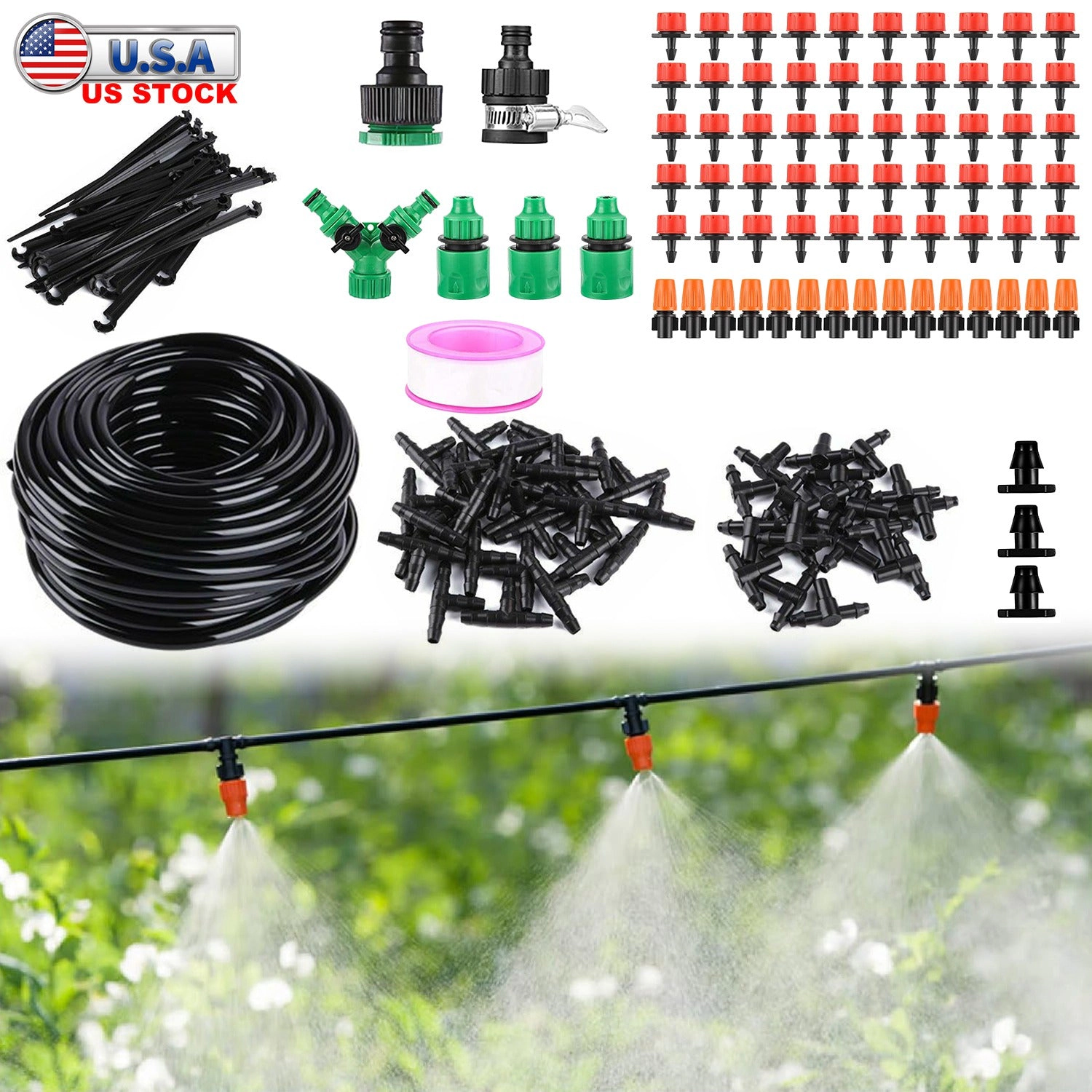 GBruno 164ft Drip Irrigation System Kit