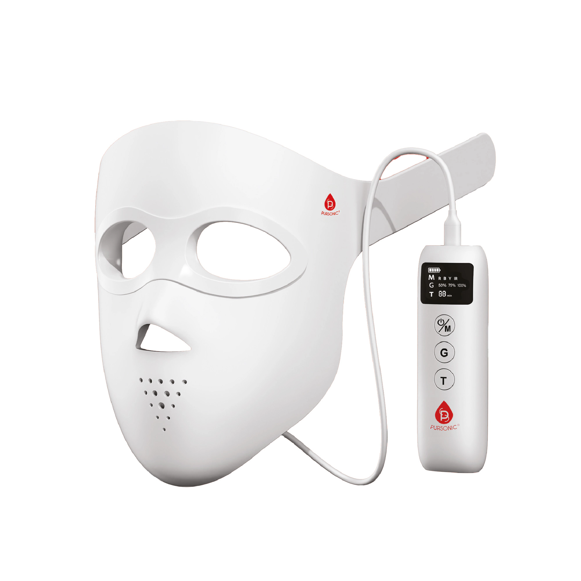 Pursonic Unisex 3D Soft Silicone LED Light Therapy Face Mask with Smart Controller