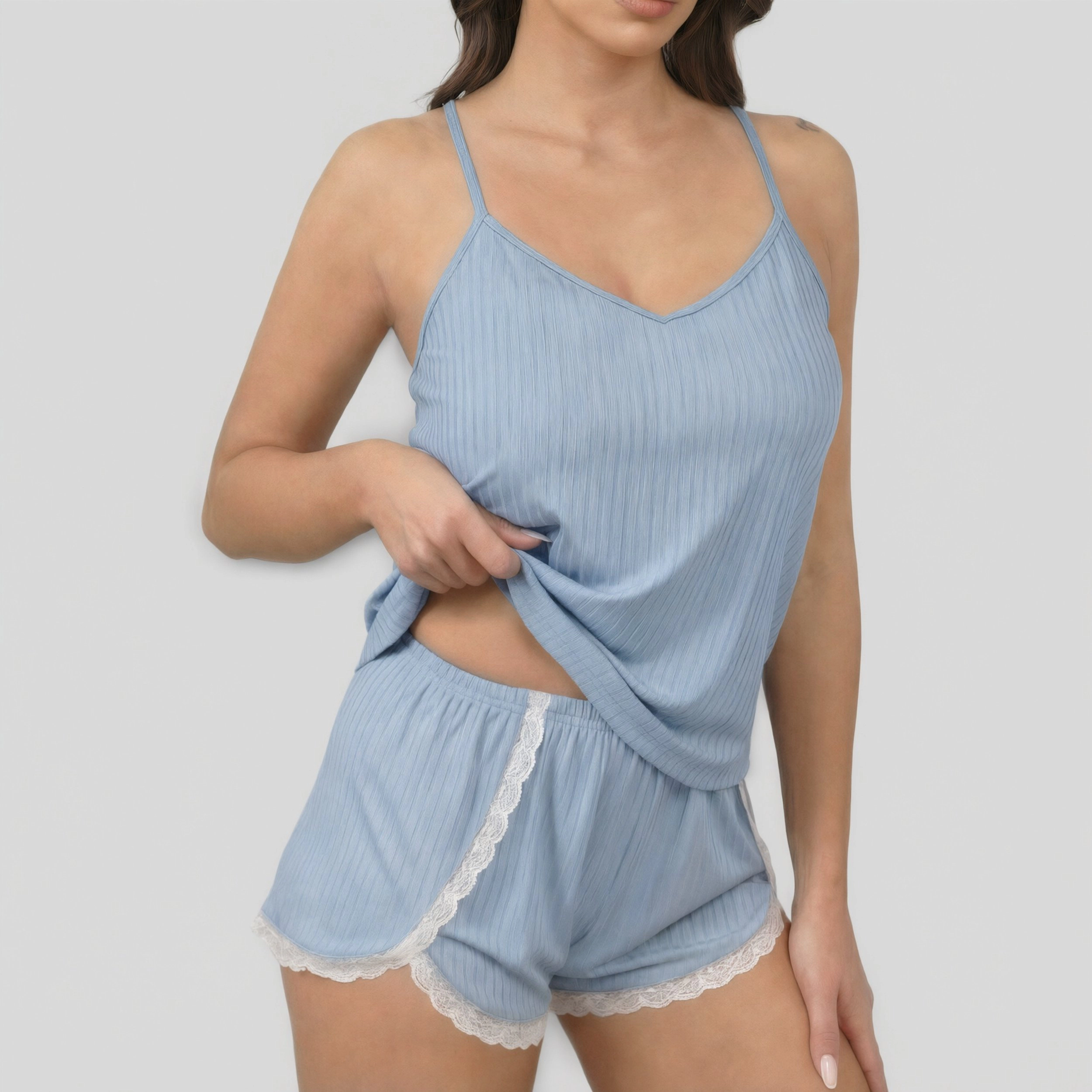 Ekouaer Women's Ribbed Two Piece Cami Shorts Pajama Set