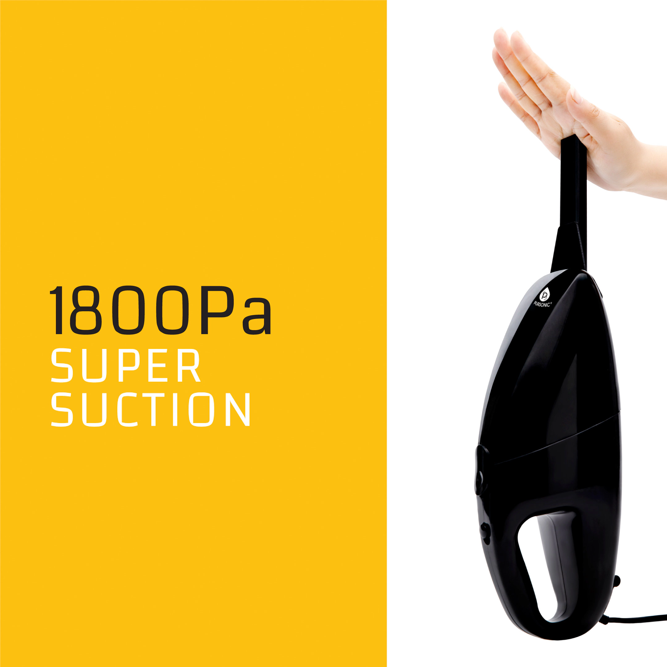 Pursonic Unisex Portable Wet & Dry High Suction Car Vacuum Cleaner with 1800PA Power and Multi-Nozzle Attachments