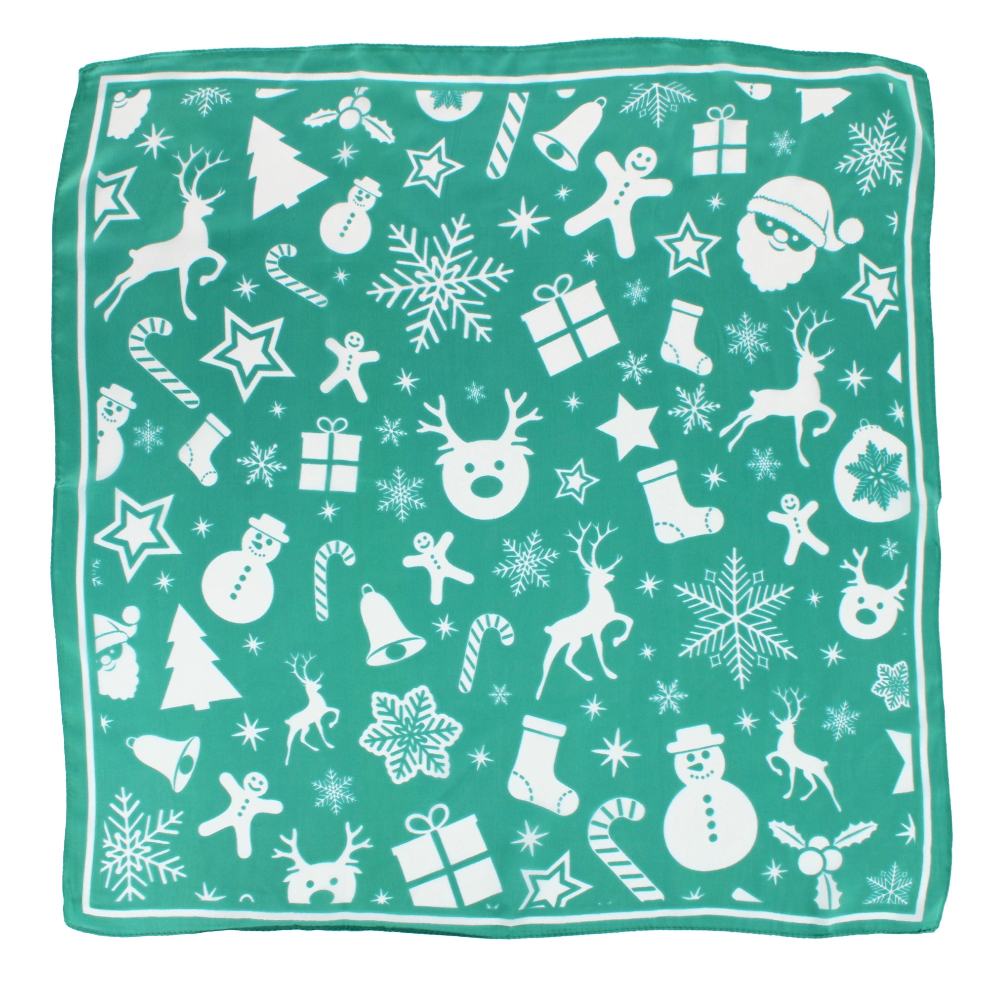 CTM® Women's Christmas Holiday Pattern Silky Square Scarf Red & Green