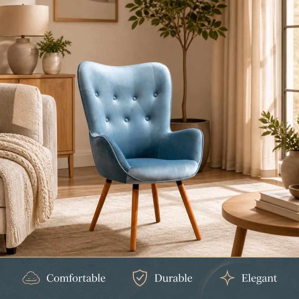 GOODSILO Upholstered Polyester Accent Chair Comfortable Single Seating