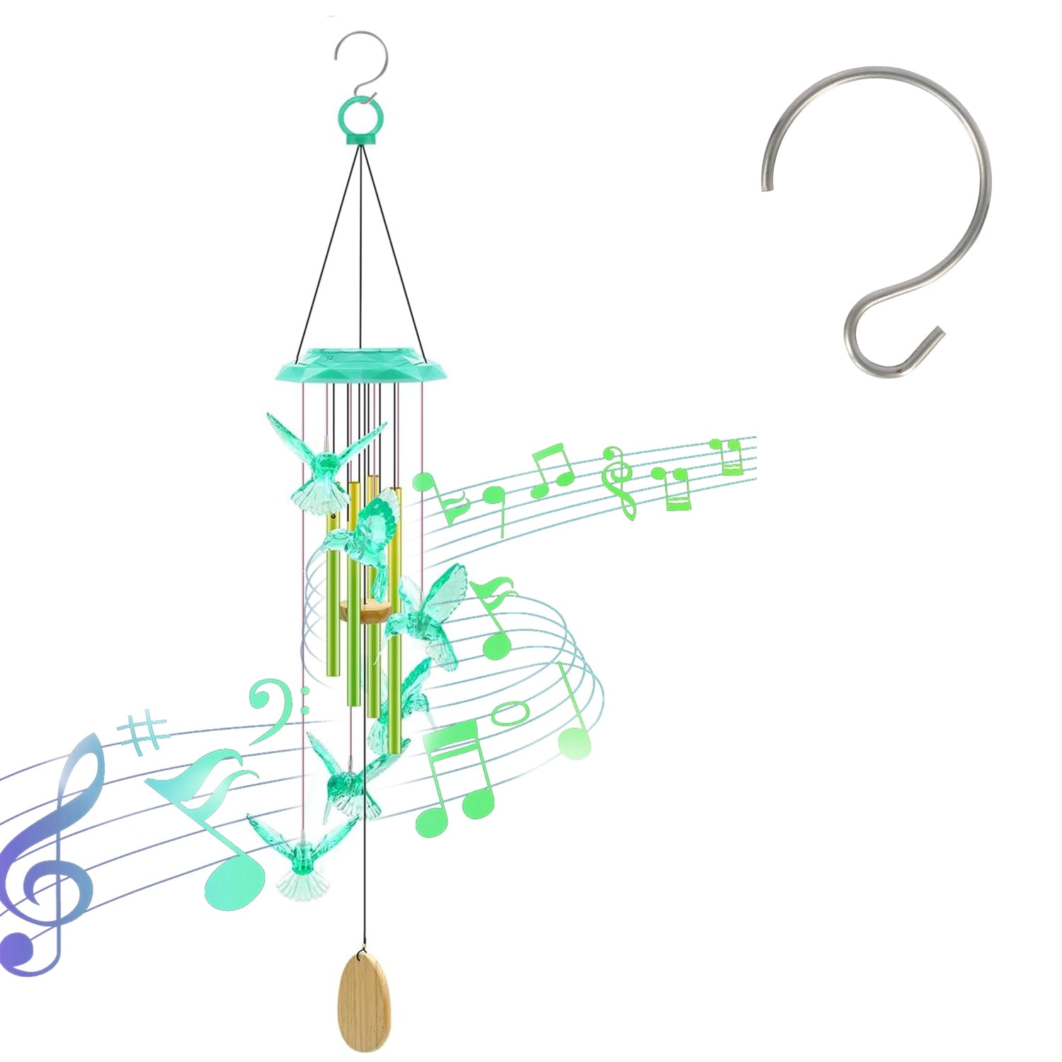 GBruno Solar Hummingbird Wind Chime With LED Lights