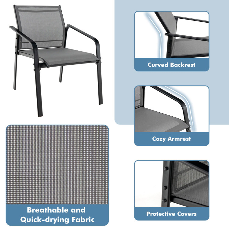 Hivvago 4 Pieces Patio Furniture Set With Armrest Loveseat Sofas And Glass Table Deck